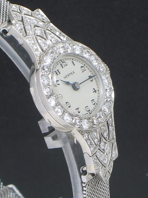 fig 7. ABSOLUTELY STUNNING VERTEX PLATINUM AND 2.5CT DIAMOND ART DECO LADIES COCKTAIL WATCH C1930