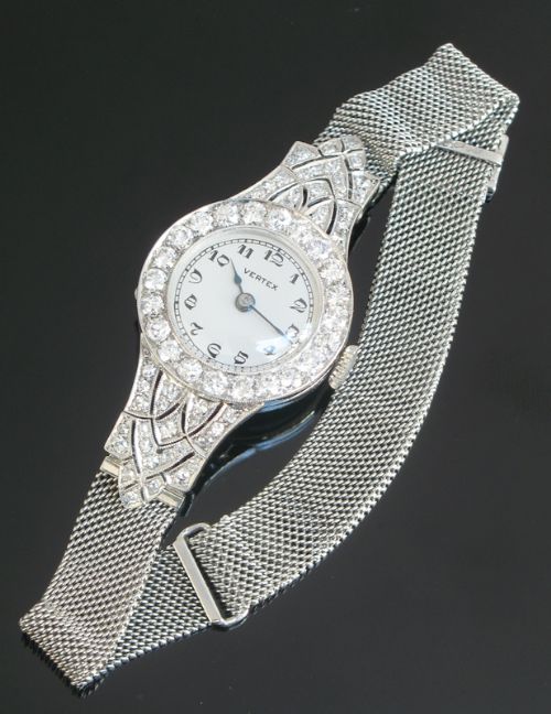 fig 8. ABSOLUTELY STUNNING VERTEX PLATINUM AND 2.5CT DIAMOND ART DECO LADIES COCKTAIL WATCH C1930
