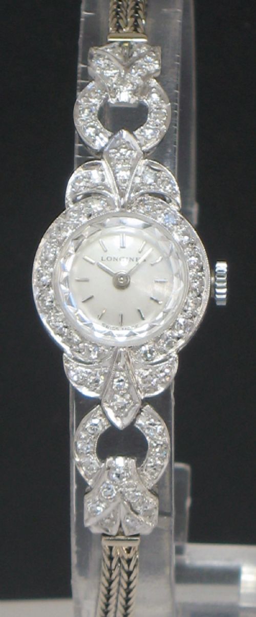 fig 2. BEAUTIFUL LONGINES PLATINUM AND DIAMOND ART DECO LADIES COCKTAIL WATCH C1930