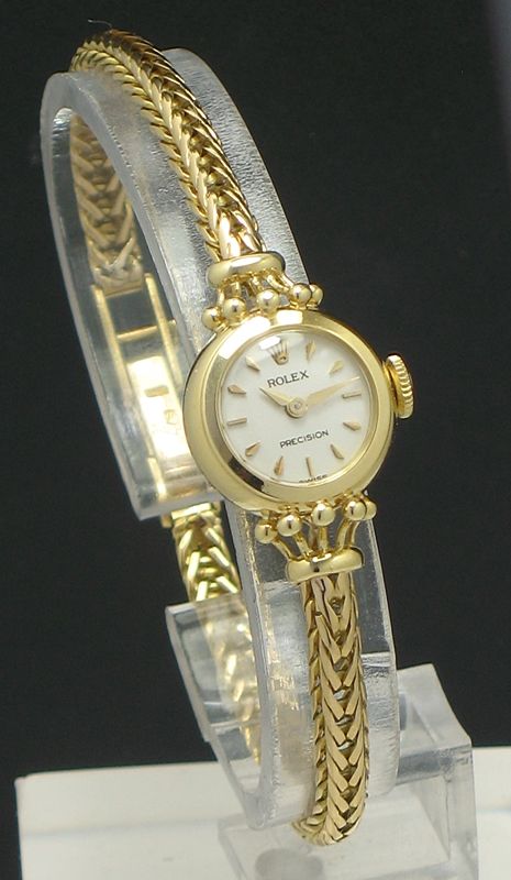 fig 1. STUNNING SOLID 18CT GOLD ROLEX PRECISION LADIES COCKTAIL WATCH C1956