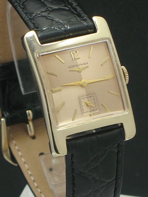 fig 4. RARE ORIGINAL SOLID 14CT GOLD LONGINES PRESIDENT COOLIDGE ART DECO VINTAGE WATCH C1952