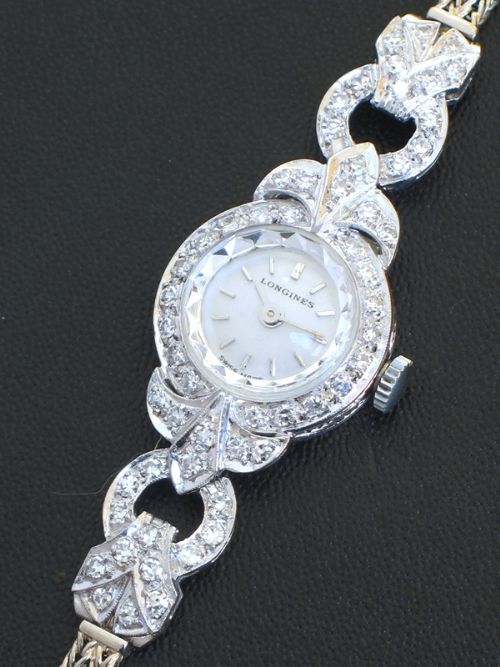fig 7. BEAUTIFUL LONGINES PLATINUM AND DIAMOND ART DECO LADIES COCKTAIL WATCH C1930