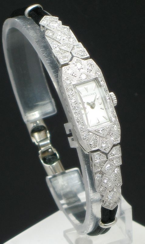 fig 1. STUNNING LONGINES PLATINUM AND DIAMOND LADIES ART DECO COCKTAIL WATCH C1935