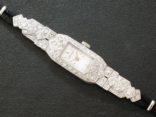 fig 3. STUNNING LONGINES PLATINUM AND DIAMOND LADIES ART DECO COCKTAIL WATCH C1935