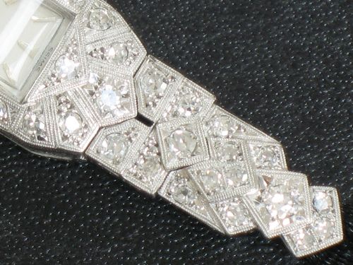 fig 4. STUNNING LONGINES PLATINUM AND DIAMOND LADIES ART DECO COCKTAIL WATCH C1935