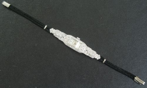 fig 5. STUNNING LONGINES PLATINUM AND DIAMOND LADIES ART DECO COCKTAIL WATCH C1935