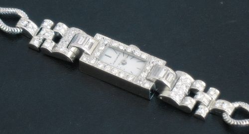 fig 3. EXQUISITE LONGINES PLATINUM AND DIAMOND ART DECO LADIES COCKTAIL WATCH C1935