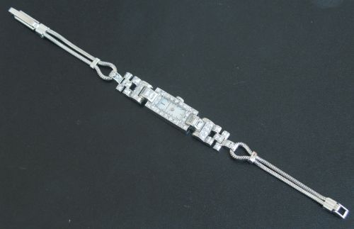 fig 4. EXQUISITE LONGINES PLATINUM AND DIAMOND ART DECO LADIES COCKTAIL WATCH C1935