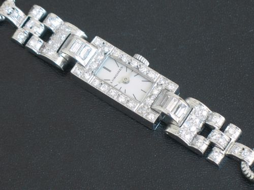 fig 5. EXQUISITE LONGINES PLATINUM AND DIAMOND ART DECO LADIES COCKTAIL WATCH C1935