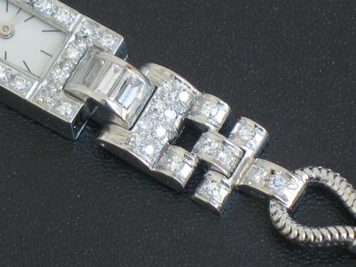 fig 6. EXQUISITE LONGINES PLATINUM AND DIAMOND ART DECO LADIES COCKTAIL WATCH C1935