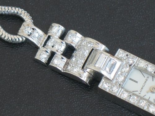 fig 7. EXQUISITE LONGINES PLATINUM AND DIAMOND ART DECO LADIES COCKTAIL WATCH C1935