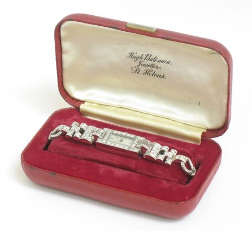 fig 8. EXQUISITE LONGINES PLATINUM AND DIAMOND ART DECO LADIES COCKTAIL WATCH C1935