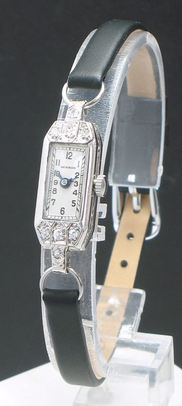 Delightful Benson and Longines Platinum and Diamond Ladies Art Deco Cocktail Watch C1935