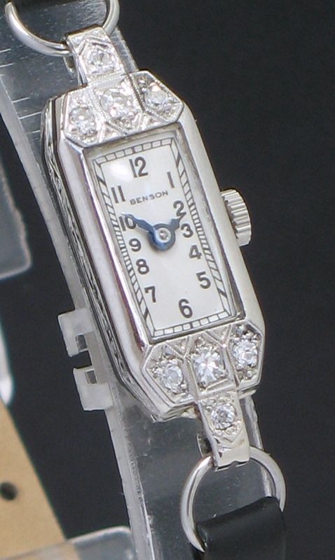 fig 3. DELIGHTFUL BENSON AND LONGINES PLATINUM AND DIAMOND LADIES ART DECO COCKTAIL WATCH C1935