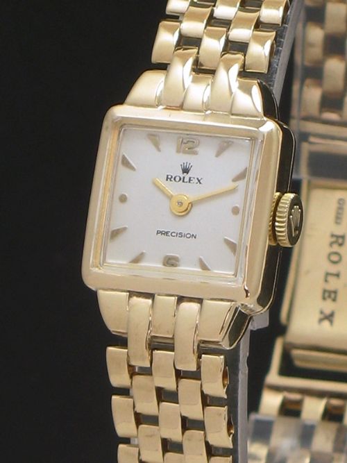 fig 2. STUNNING SOLID 9CT GOLD ROLEX PRECISION ART DECO LADIES COCKTAIL WATCH C1952