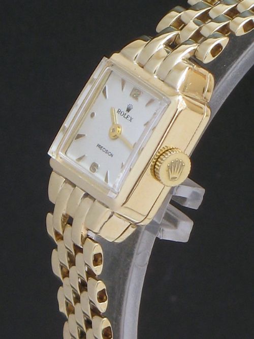 fig 4. STUNNING SOLID 9CT GOLD ROLEX PRECISION ART DECO LADIES COCKTAIL WATCH C1952