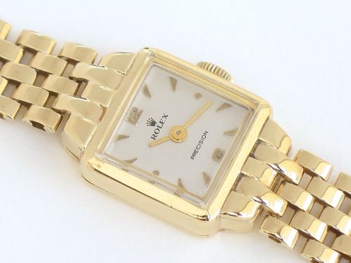 fig 5. STUNNING SOLID 9CT GOLD ROLEX PRECISION ART DECO LADIES COCKTAIL WATCH C1952