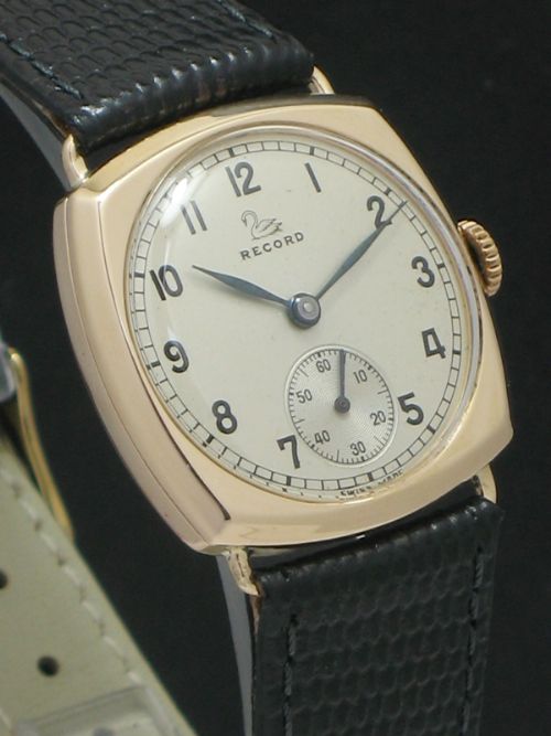 fig 1. COMPLETELY ORIGINAL SOLID 9CT ROSE GOLD LONGINES RECORD MENS VINTAGE WATCH C1951