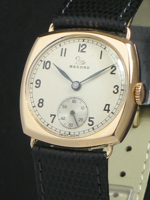 fig 5. COMPLETELY ORIGINAL SOLID 9CT ROSE GOLD LONGINES RECORD MENS VINTAGE WATCH C1951