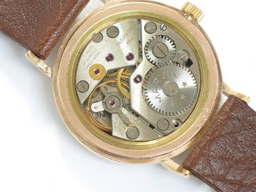 fig 1. COMPLETELY ORIGINAL SOLID 9CT GOLD MARVIN MENS WATCH C1959