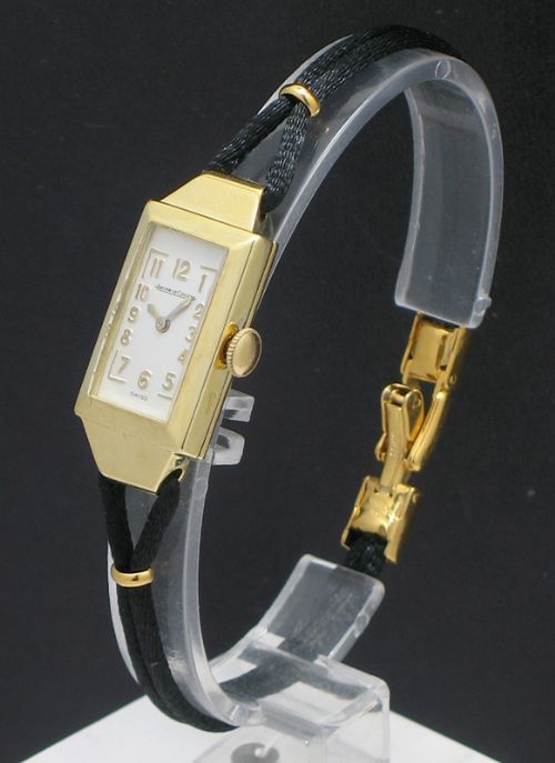 fig 1. WONDERFUL SOLID 18CT GOLD JAEGER LE-COULTRE ART DECO COCKTAIL WATCH c1951-52