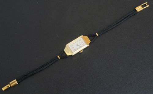 fig 5. WONDERFUL SOLID 18CT GOLD JAEGER LE-COULTRE ART DECO COCKTAIL WATCH c1951-52