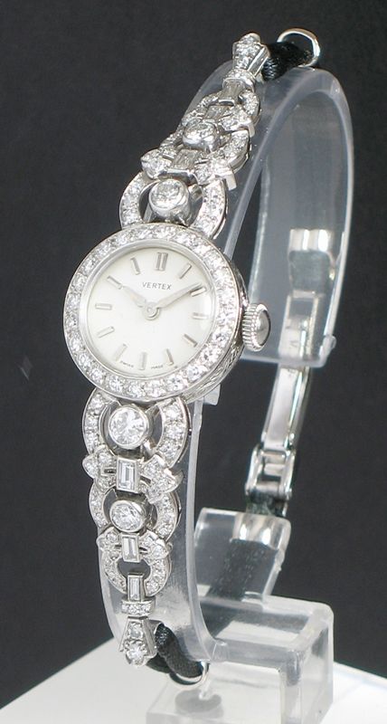 Absolutely Exquisite Original Vertex Platinum and 2.5cts Diamond Art Deco  Ladies Cocktail Watch C1955