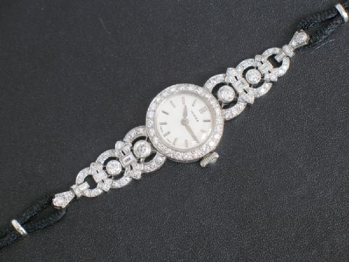fig 3. ABSOLUTELY EXQUISITE ORIGINAL VERTEX PLATINUM AND 2.5CTS DIAMOND ART DECO LADIES COCKTAIL WATCH C1955