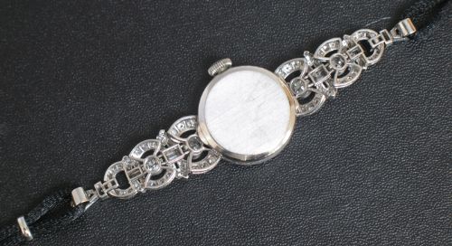 fig 6. ABSOLUTELY EXQUISITE ORIGINAL VERTEX PLATINUM AND 2.5CTS DIAMOND ART DECO LADIES COCKTAIL WATCH C1955