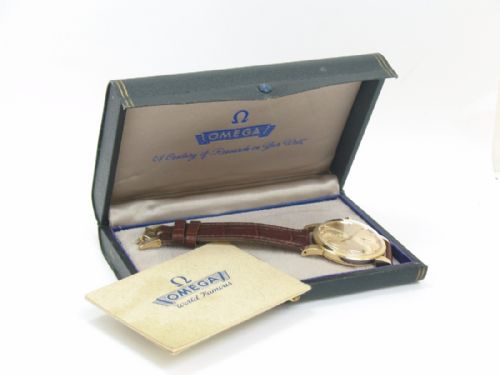 fig 9. Incredibly rare Captain Hunter's Omega Seamaster Oversize Deluxe in solid 14ct gold c1953