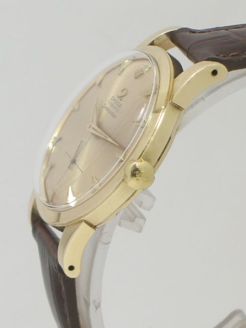fig 3. Incredibly rare Captain Hunter's Omega Seamaster Oversize Deluxe in solid 14ct gold c1953