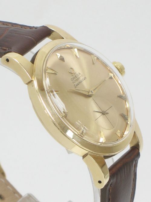fig 4. Incredibly rare Captain Hunter's Omega Seamaster Oversize Deluxe in solid 14ct gold c1953