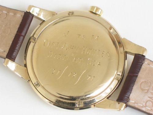 fig 5. Incredibly rare Captain Hunter's Omega Seamaster Oversize Deluxe in solid 14ct gold c1953