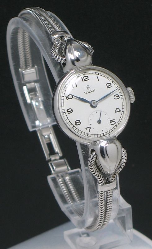 fig 1. WONDERFUL LARGE CASE ROLEX STAINLESS STEEL ART DECO LADIES COCKTAIL WATCH C1940