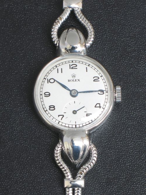 fig 3. WONDERFUL LARGE CASE ROLEX STAINLESS STEEL ART DECO LADIES COCKTAIL WATCH C1940