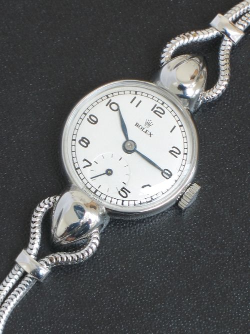 fig 4. WONDERFUL LARGE CASE ROLEX STAINLESS STEEL ART DECO LADIES COCKTAIL WATCH C1940