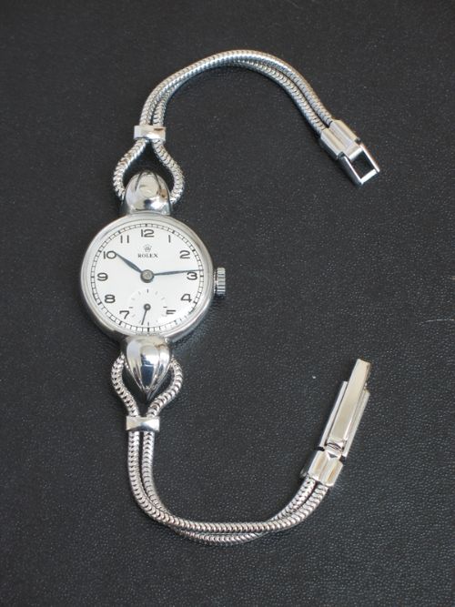 fig 5. WONDERFUL LARGE CASE ROLEX STAINLESS STEEL ART DECO LADIES COCKTAIL WATCH C1940