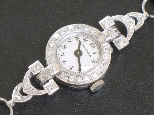 Lovely Longines Platinum and Diamon Art Deco Ladies Cocktail Watch C1930