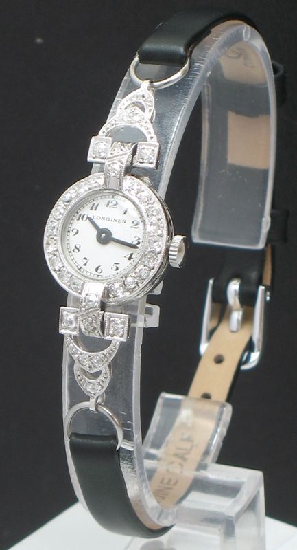 fig 2. LOVELY LONGINES PLATINUM AND DIAMON ART DECO LADIES COCKTAIL WATCH C1930