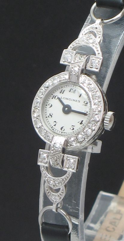 fig 5. LOVELY LONGINES PLATINUM AND DIAMON ART DECO LADIES COCKTAIL WATCH C1930