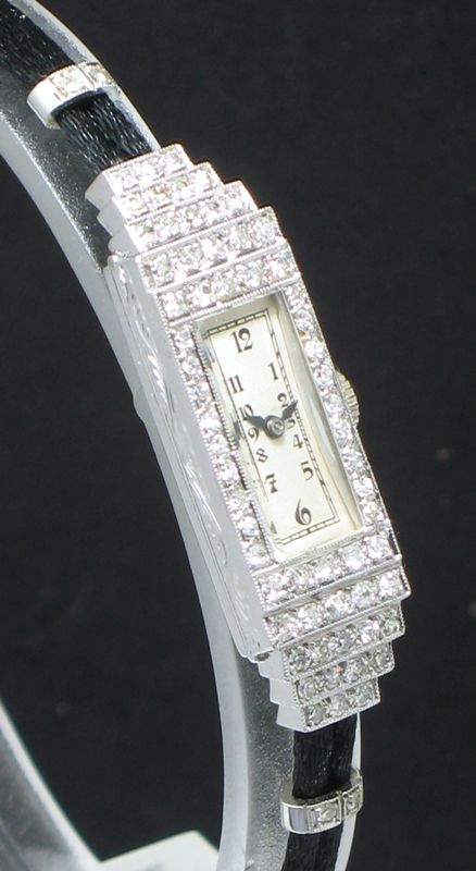 fig 1. GORGEOUS VERTEX PLATINUM AND DIAMOND ART DECO LADIES COCKTAIL WATCH C1930