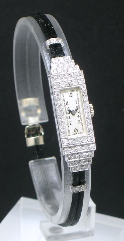fig 2. GORGEOUS VERTEX PLATINUM AND DIAMOND ART DECO LADIES COCKTAIL WATCH C1930