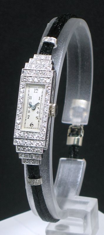 fig 3. GORGEOUS VERTEX PLATINUM AND DIAMOND ART DECO LADIES COCKTAIL WATCH C1930