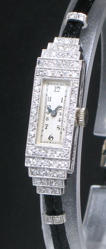 fig 4. GORGEOUS VERTEX PLATINUM AND DIAMOND ART DECO LADIES COCKTAIL WATCH C1930