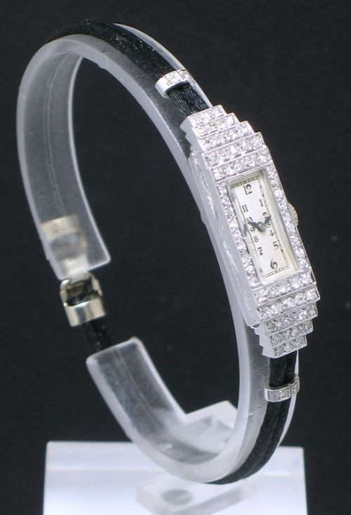 fig 5. GORGEOUS VERTEX PLATINUM AND DIAMOND ART DECO LADIES COCKTAIL WATCH C1930