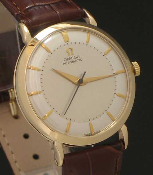 fig 1. STUNNING SOLID 9CT GOLD OMEGA BUMPER AUTOMATIC MENS VINTAGE WATCH C1953