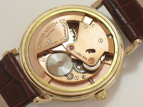 fig 7. STUNNING SOLID 9CT GOLD OMEGA BUMPER AUTOMATIC MENS VINTAGE WATCH C1953