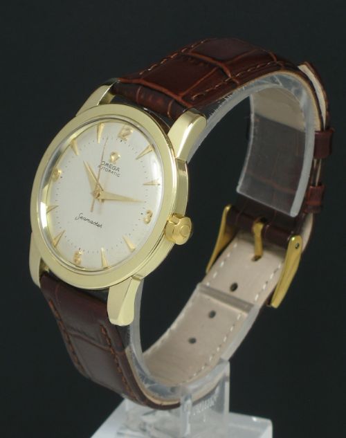 fig 2. INCREDIBLE COMPLETELY ORIGINAL 14CT GOLD OMEGA SEAMASTER AUTOMATIC 'BUMPER' MENS WATCH C1953