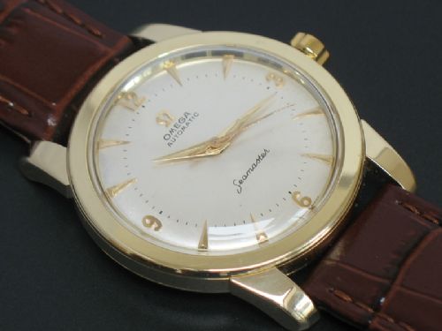 fig 3. INCREDIBLE COMPLETELY ORIGINAL 14CT GOLD OMEGA SEAMASTER AUTOMATIC 'BUMPER' MENS WATCH C1953