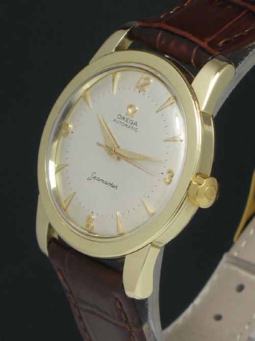 fig 4. INCREDIBLE COMPLETELY ORIGINAL 14CT GOLD OMEGA SEAMASTER AUTOMATIC 'BUMPER' MENS WATCH C1953